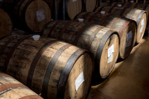 A picture of whiskey barrels at Boston Harbor Distillery