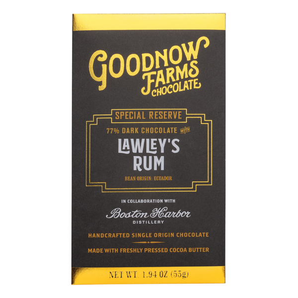 An image of a Goodnow Farms Chocolate Lawley's Rum Dark Chocolate Bar