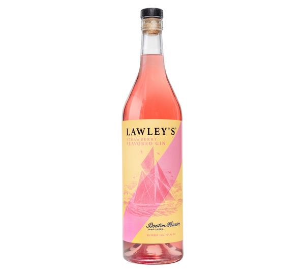 An image of a 750mL bottle of Lawley's Strawberry flavored gin by Boston Harbor Distillery