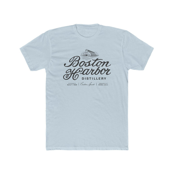 An image of a Men's Boston Harbor Distillery Next Level Cotton Crew T-shirt in Solid Light Blue
