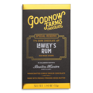 An image of a Goodnow Farms Chocolate Lawley's Rum Dark Chocolate Bar
