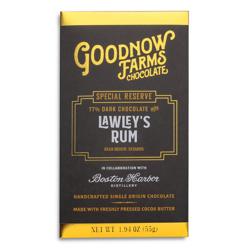 Goodnow Farms Lawley's Dark Rum Chocolate Bar Boston Harbor Distillery