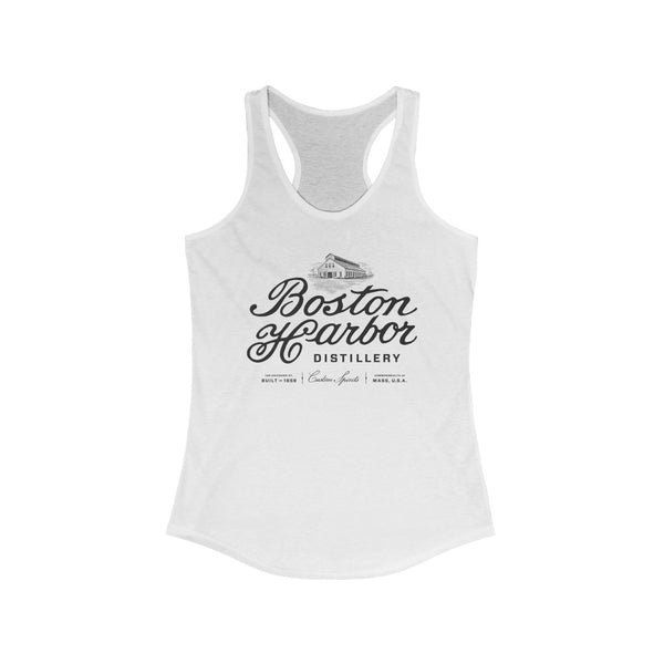 An image of a Women's Boston Harbor Distillery Racerback Tank in Solid White