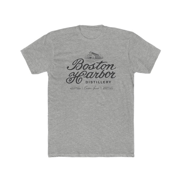 An image of a Men's Boston Harbor Distillery Next Level Cotton Crew T-shirt in Heather Grey