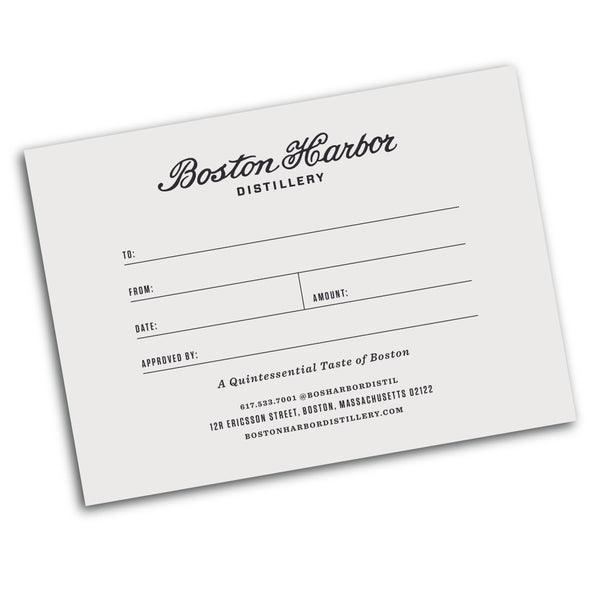 An image of a Boston Harbor Distillery Blank Gift Certificate